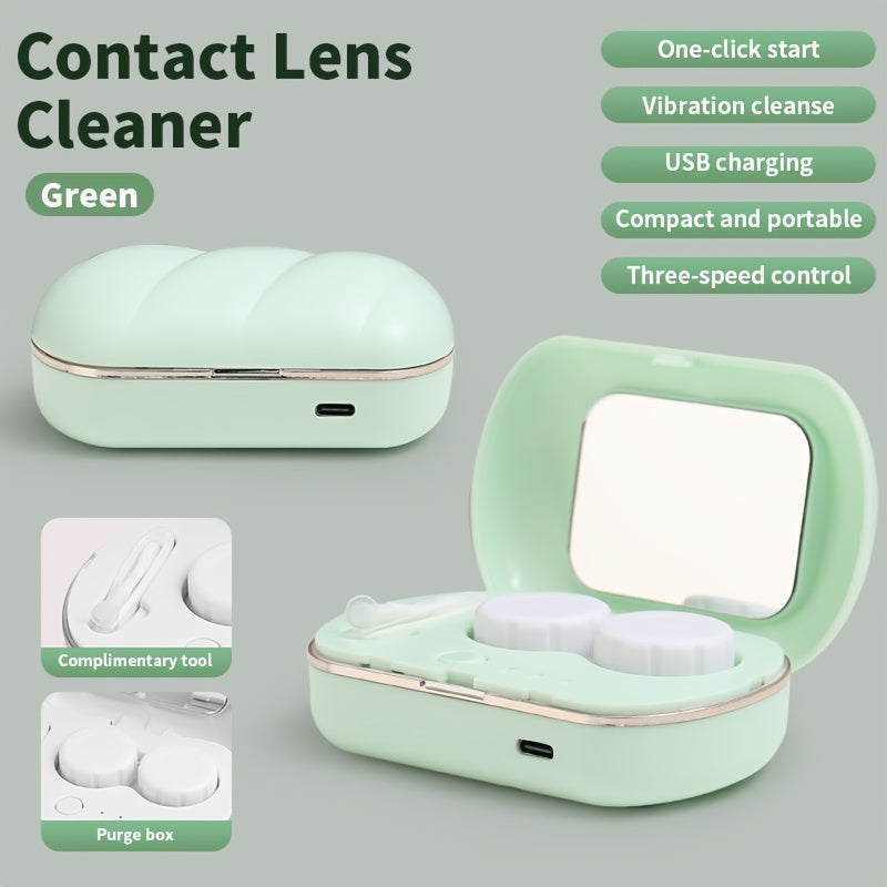 Limpiador de lentes de contacto con temporizador LED, limpieza automática, 4 velocidades, portátil, carga USB