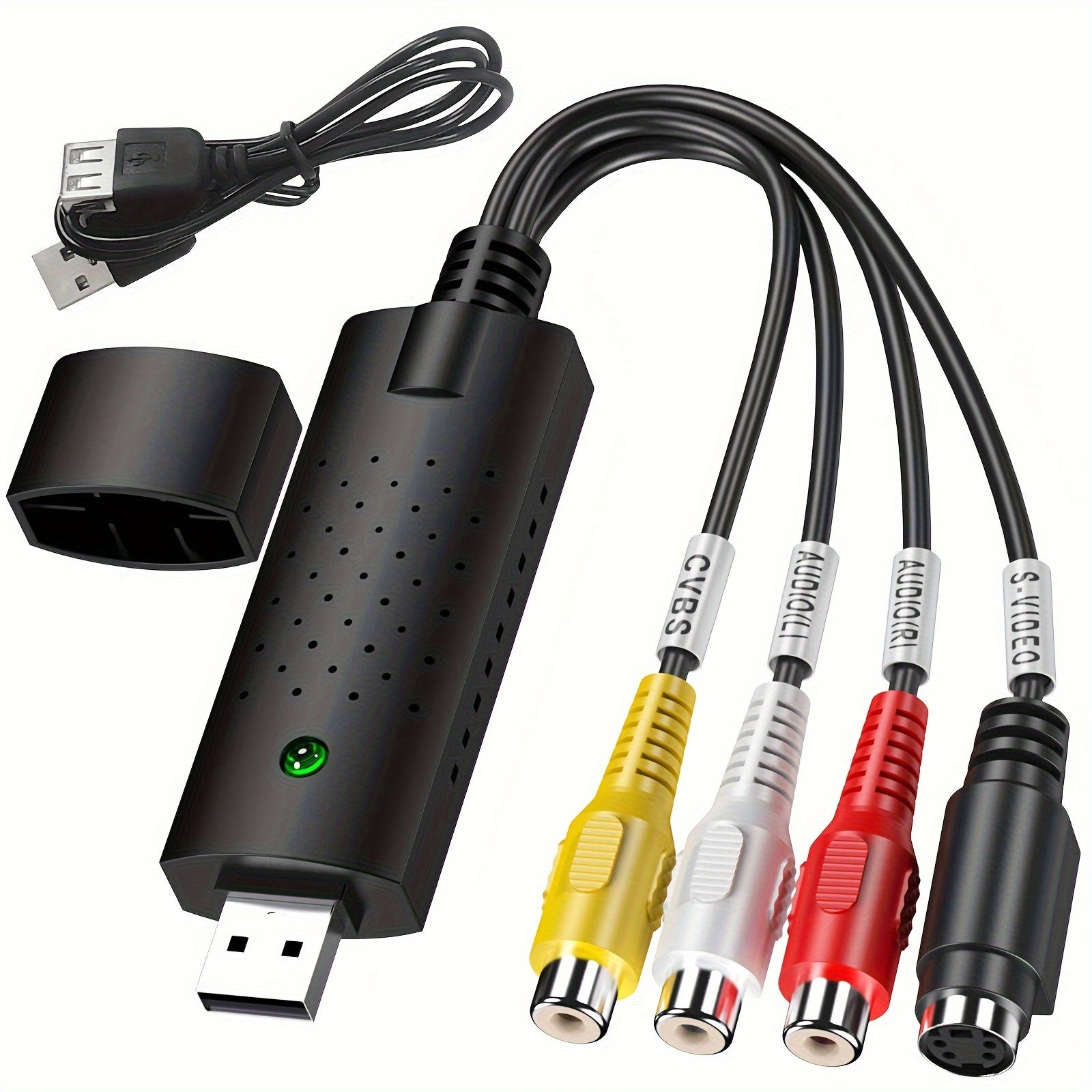 USB Video Capture Card RCA to HD 720P for VHS VCR Hi8 DV Tapes Compatible with PC Mac