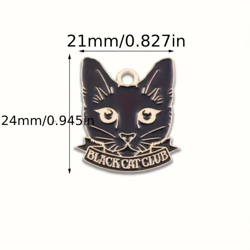 Unisex Zinc Alloy Black Cat Charm Keychains Set of 2 Animal Jewelry