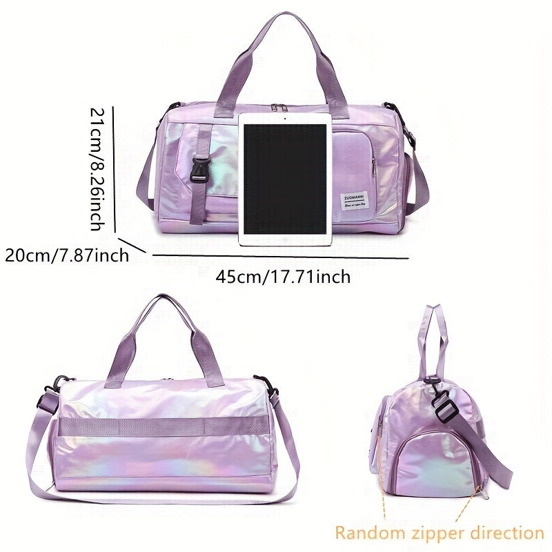 Sparkling Oxford Cloth Duffel Bag with Unique Zipper Design for Travel and Fitness