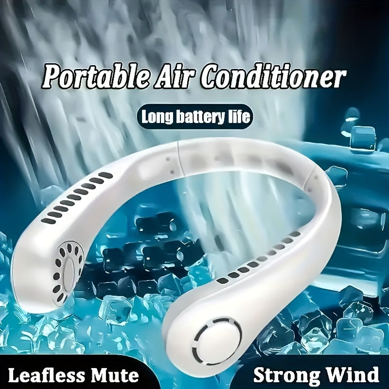 Portable USB rechargeable neck fan with long-lasting battery for home office outdoor use