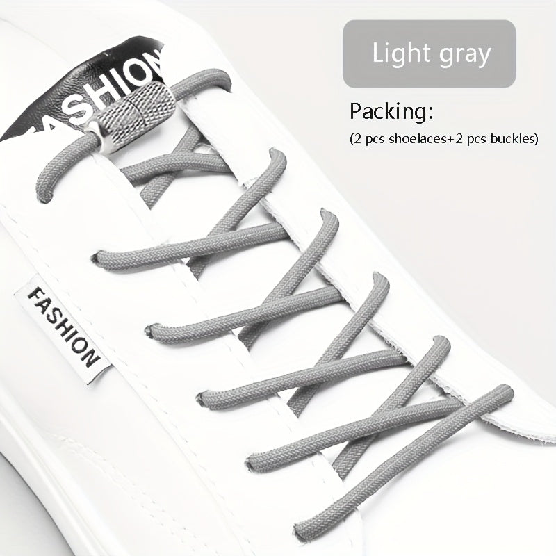 Unisex Elastic No-Tie Shoelaces Round Tapered Durable Acetate Cord