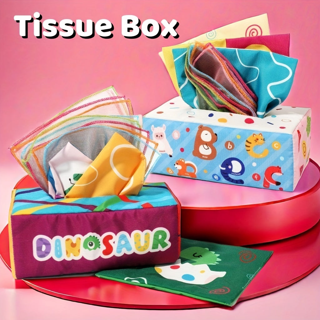 Детская игрушка-ящик для бумажных полотенец и салфеток с бумажной игрушкой для развития мелкой моторики и сенсорной игры