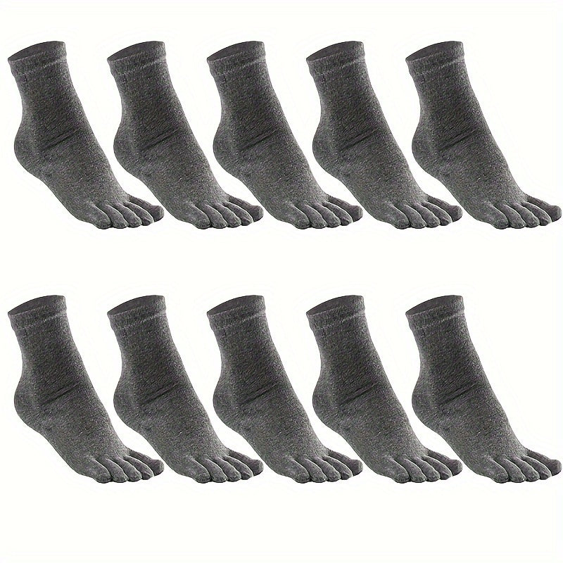 Men's Mid-Calf Split Toe Socks 10 Pairs Solid Color Breathable All Seasons