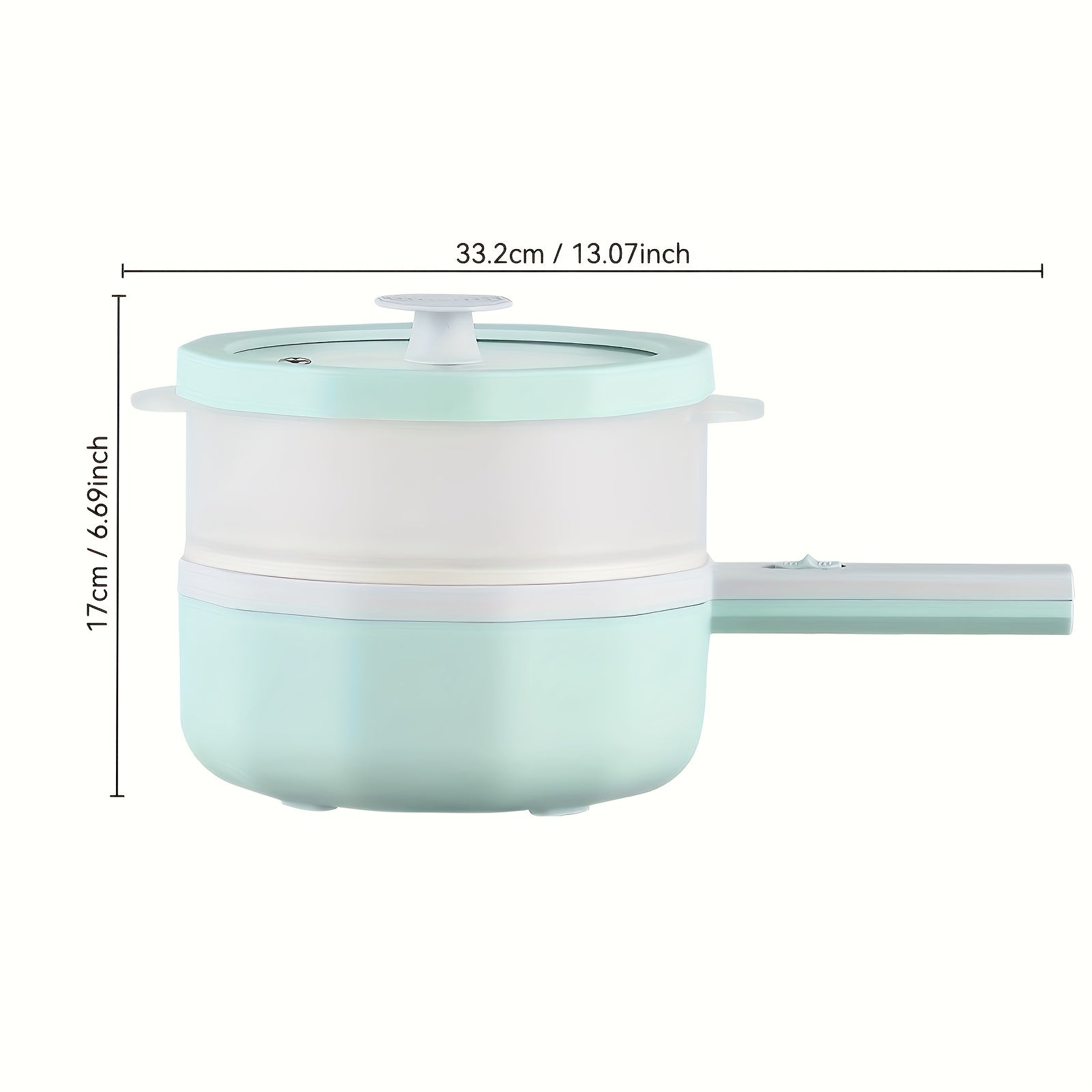 1.5L Portable Electric Hot Pot Stainless Steel Cooker with Lid for Dorms and Home