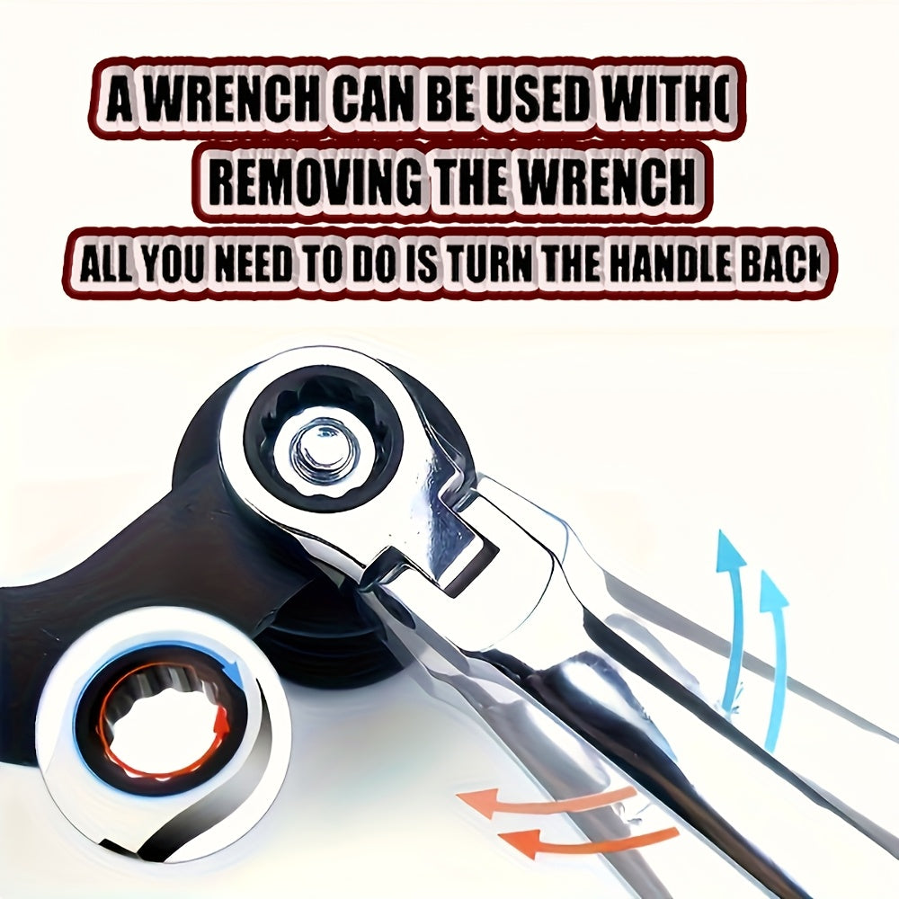 12pcs Ratchet Wrench Set Adjustable Dual-Head for Cars Bikes and Home