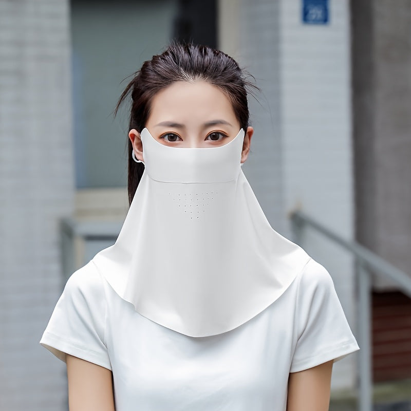 Ayollar uchun UV himoya maskasi, yupqa bo'yin qopqog'i bilan, muzli ipak nafas oladigan, velosipedda tashqarida foydalanish uchun