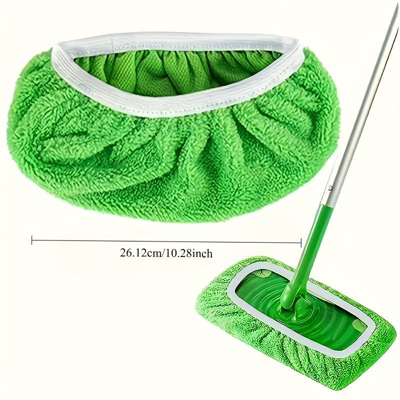 Set of 4 Green Microfiber Mop Pads Reusable Soft Easy to Attach