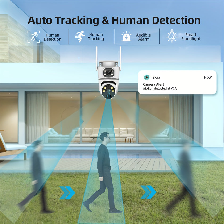 Ulanmagan ikki linzali xavfsizlik kamerası 1080p HD kechqurun ko‘rish harakatni aniqlash