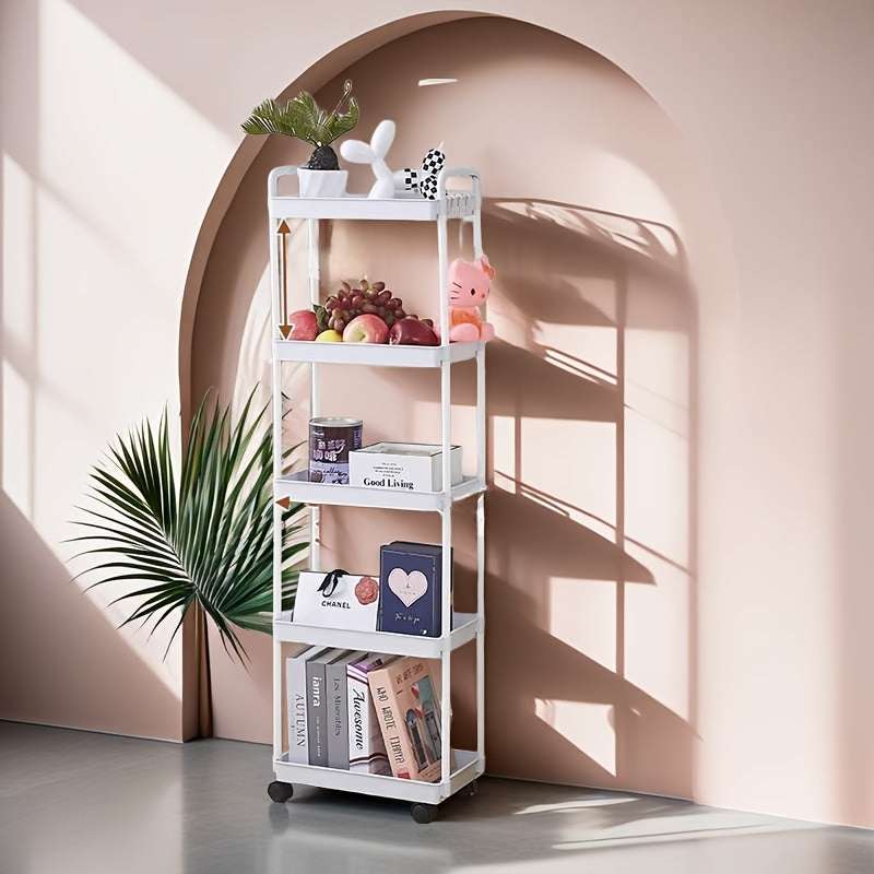Rolling Plastic Utility Cart with Wheels, Multi-Tier Storage for Office Kitchen Living Room