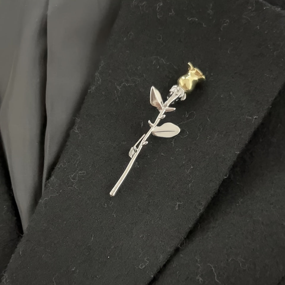 Vintage Alloy Brooch Pins Set with Crown Rose and Cartoon Flower Design