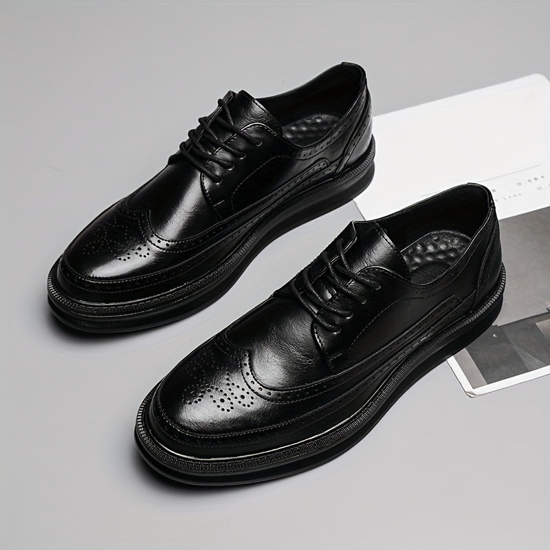 Men's White Block Shoes with Thick Sole Lace-Up Round Toe All-Season Casual Business Wedding Office