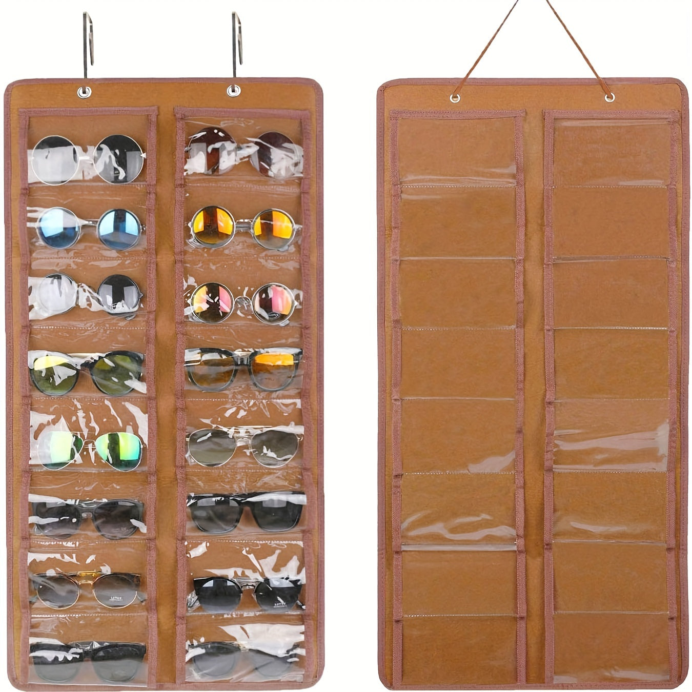 16-Slot Glasses Organizer Wall Pocket Dust-Proof Hanging Storage for Women Accessories