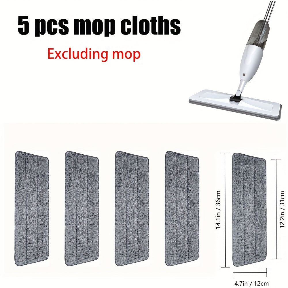 5 ta Mikroto'qima Mop Matolari to'plami - Nam va quruq tozalash uchun spray funksiyasi bilan uchburchak va to'g'ri burchakli almashtirish boshlarini o'z ichiga oladi, qayta ishlatiladigan