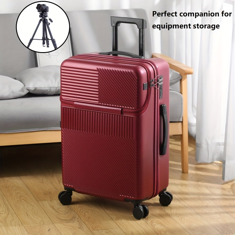 20-Inch Cabin Suitcase with USB Charging Port Multi-Compartments and Front Opening Black