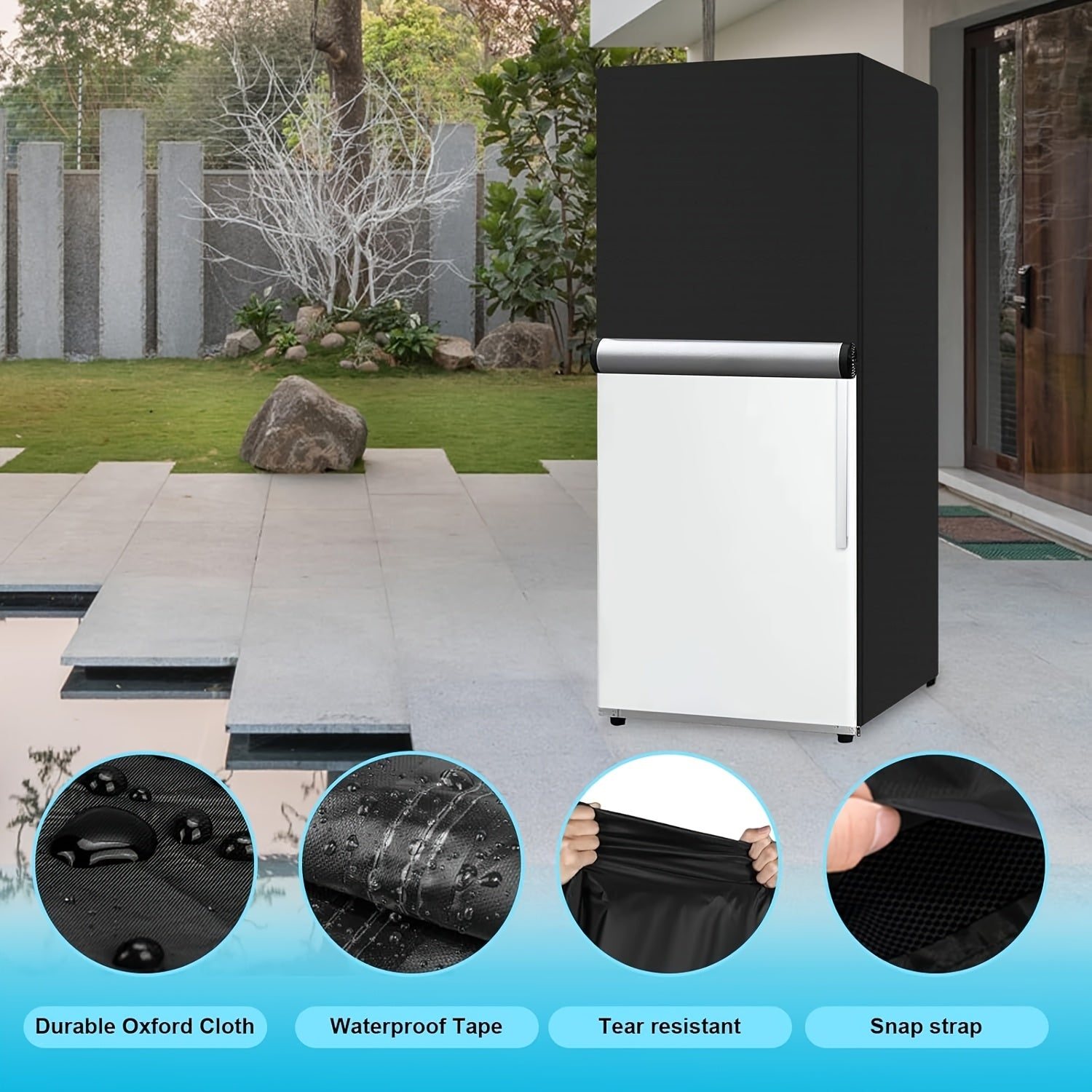 Funda impermeable para exteriores para nevera con cremallera enrollable 58cm x 58cm x 142cm