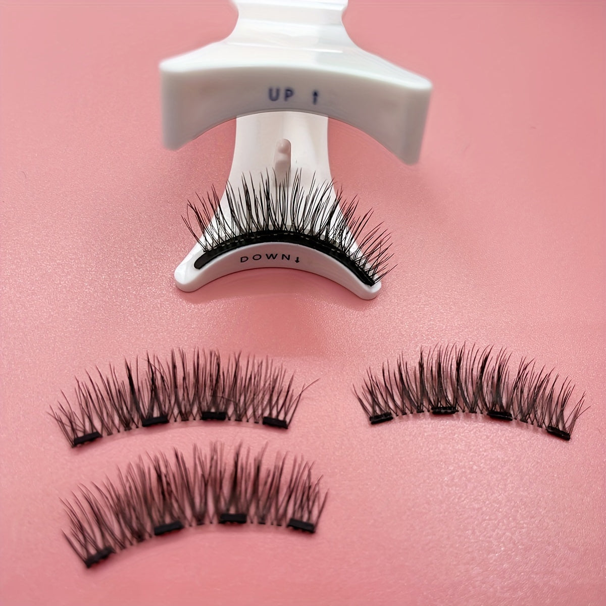 Mujeres pestañas postizas magnéticas reutilizables con aplicador, set de 4