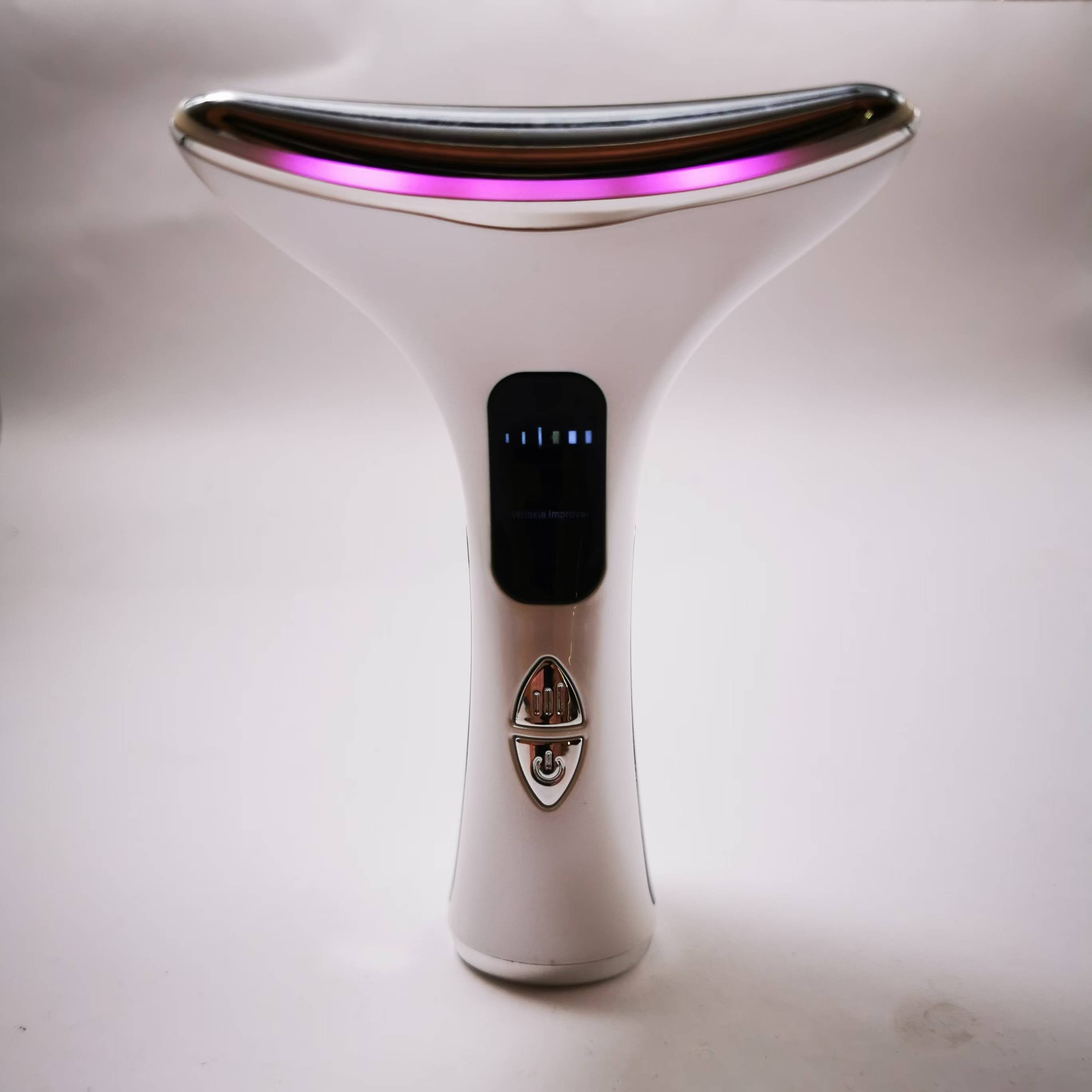 Zaryadlanadigan yuz va bo'yin massajeri, vibratsiya va isitish bilan - USB/akkumulyator bilan ishlaydi, litiy batareya kiritilgan - ayollar uchun ideal teri parvarishi sovg'asi