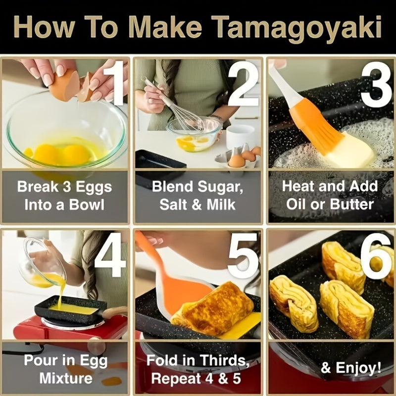 Yopishmaydigan Tamagoyaki yapon omleti qozoni, taqlid yog'och tutqichi bilan, tuxum qovurish va nonushta tayyorlash uchun mukammal. Ushbu qozon mustahkam va faqat qo'lda yuvish mumkin, bu esa uni muhim yopishmaydigan oshxona buyumiga aylantiradi.