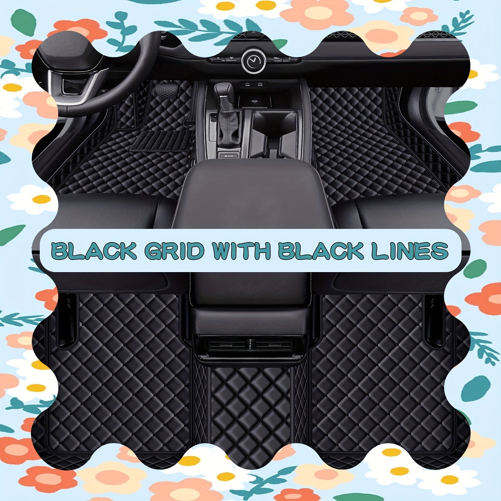 Car Adult Faux Leather Car Mat Set All-Season Non-Slip Durable