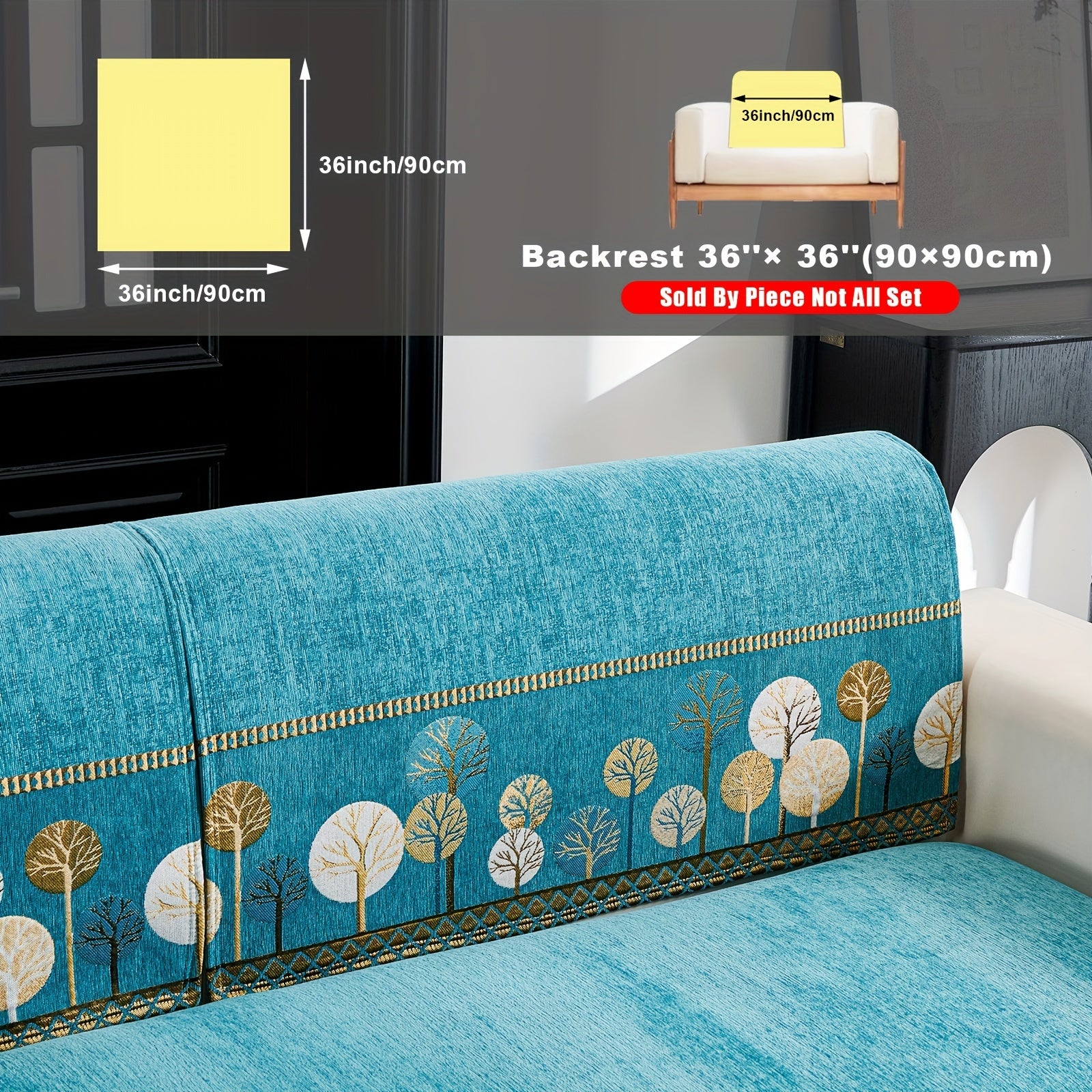 Chenille Sofa Cover with Tree Embroidery Pet-Friendly Slip-Resistant Easy to Clean Fits Various Sofa Sizes for Living Room and Home Decor