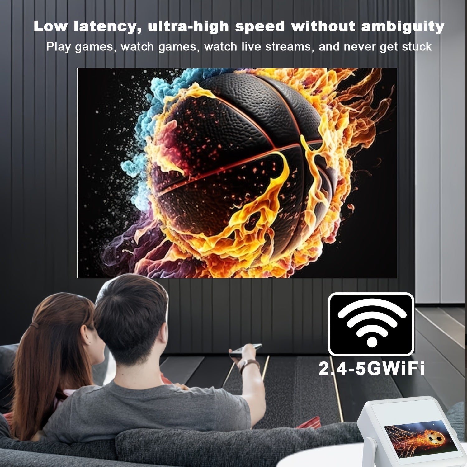 Portativ ikki ekranli proyektor Full HD 4K qo'llab-quvvatlash uchun uy ofisi teatr