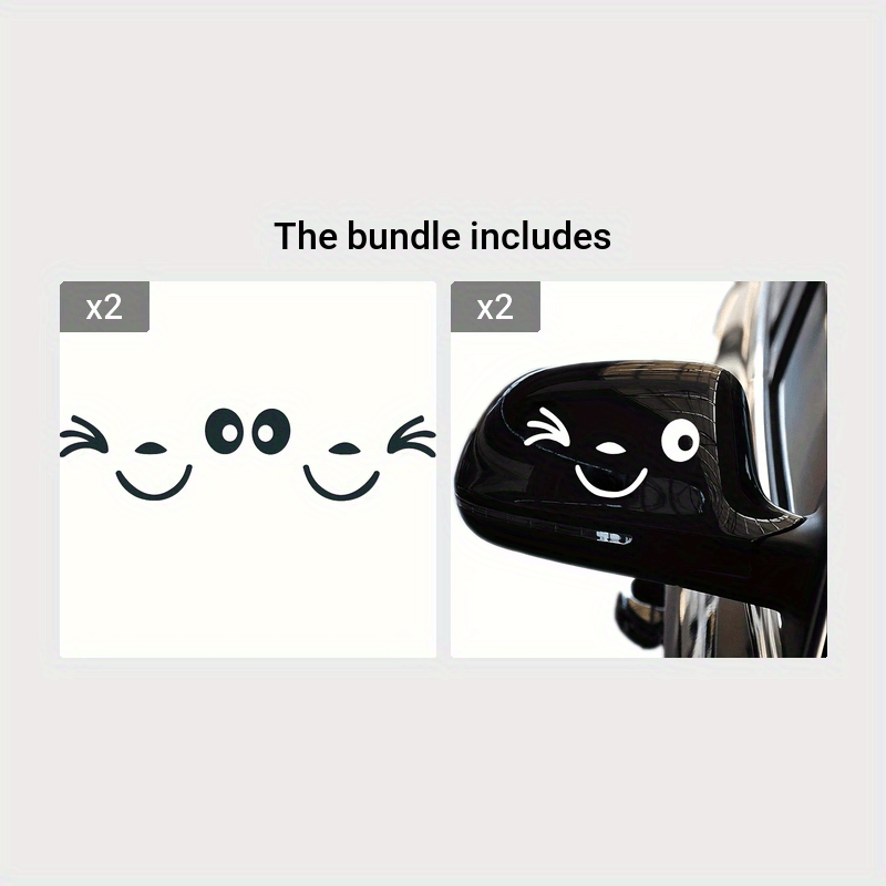 Joyful Face 3D Car Mirror Decal Stickers Rearview Side Vinyl Decals
