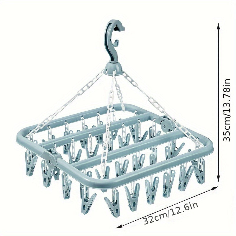 32-Piece Plastic Folding Clothes Hangers for Laundry Drying Space-Saving Organizer