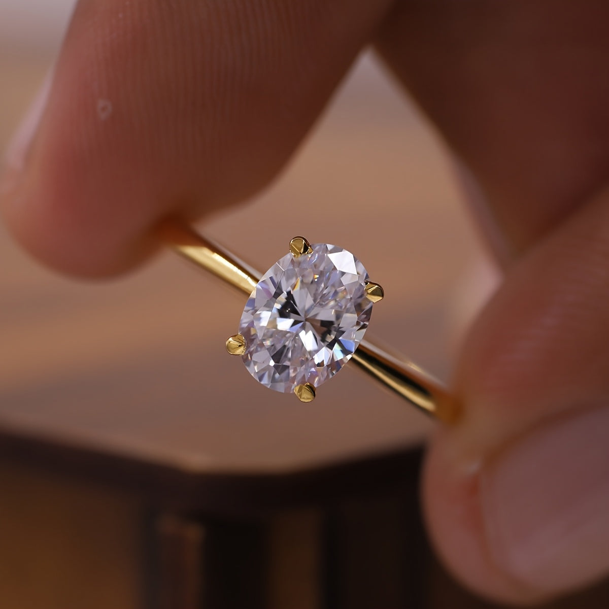 Sterling Silver Oval Cubic Zirconia Engagement Ring 1CT 2CT 3CT for Women