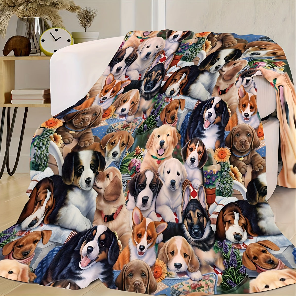 Dog Blanket Soft Flannel Throw for Dogs Cozy All-Season Bed Couch Use