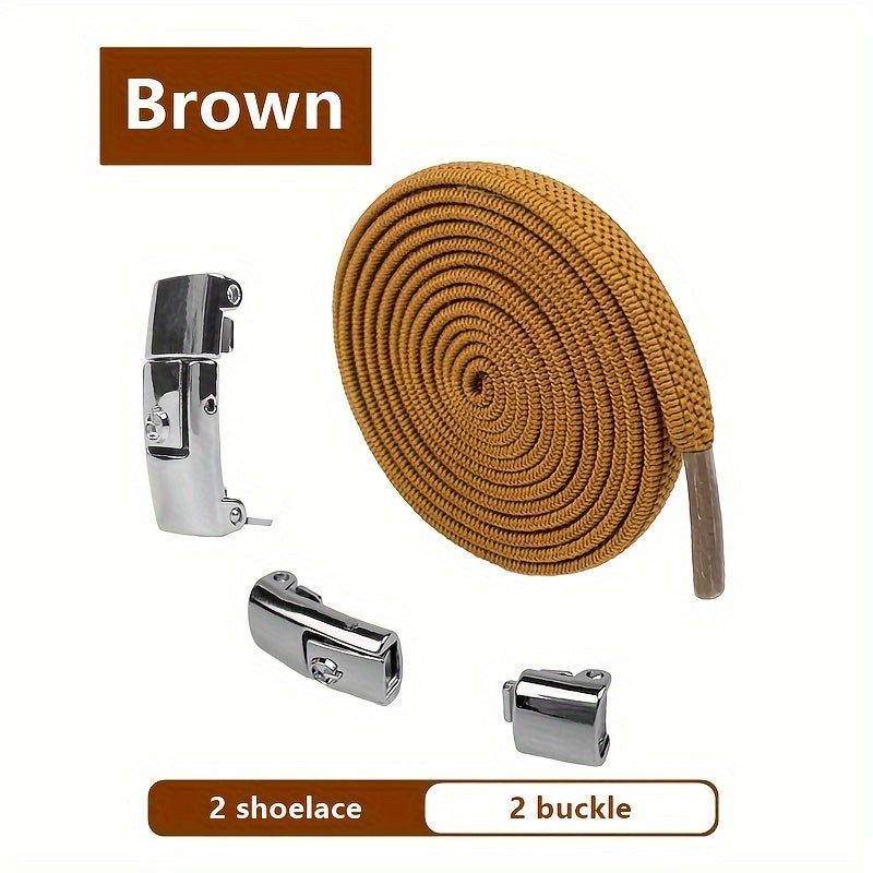 Unisex Elastic No-Tie Shoelaces Lazy Metal Lock Laces for Sports and Casual