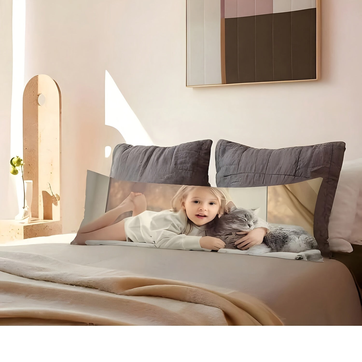 Personalized Two-Sided Print Body Pillowcase 20x54 Short Plush Cushion Cover for Anime and Pet Lovers