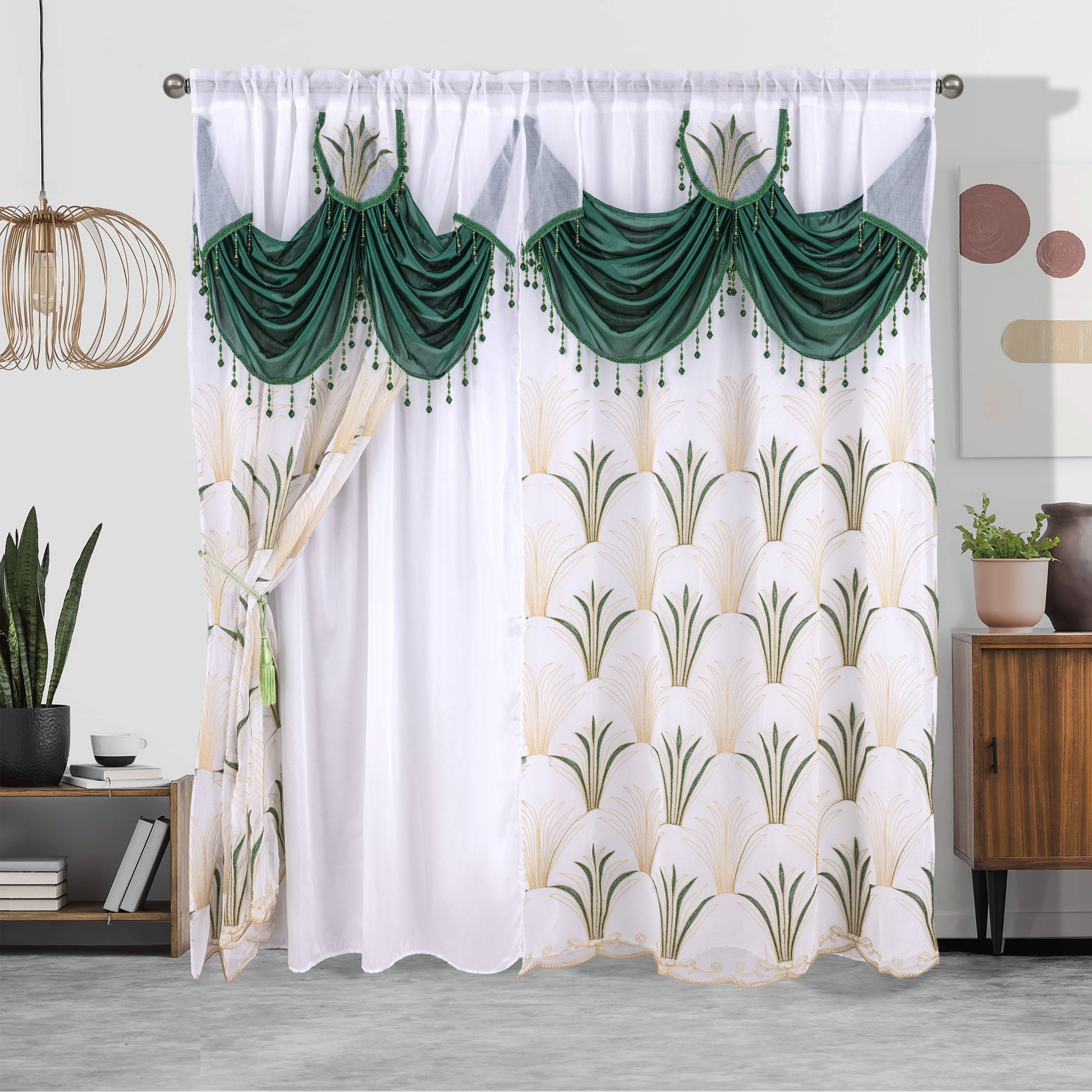 Embroidered Double Layer Curtain 132x213 cm for Living Room Bedroom