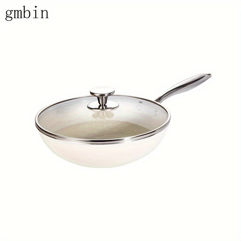 Ceramic Non-Stick Frying Pan with Shell Porcelain and Flat Bottom for Deep Frying