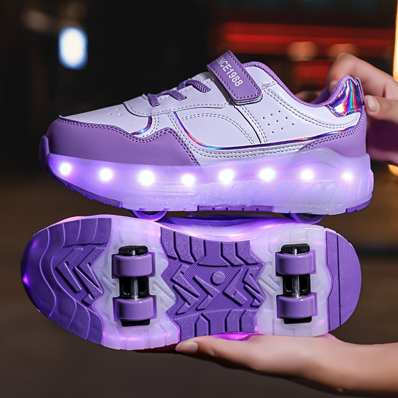 Kids' LED Roller Skating Shoes for Boys and Girls USB Chargeable Wear-Resistant All-Season