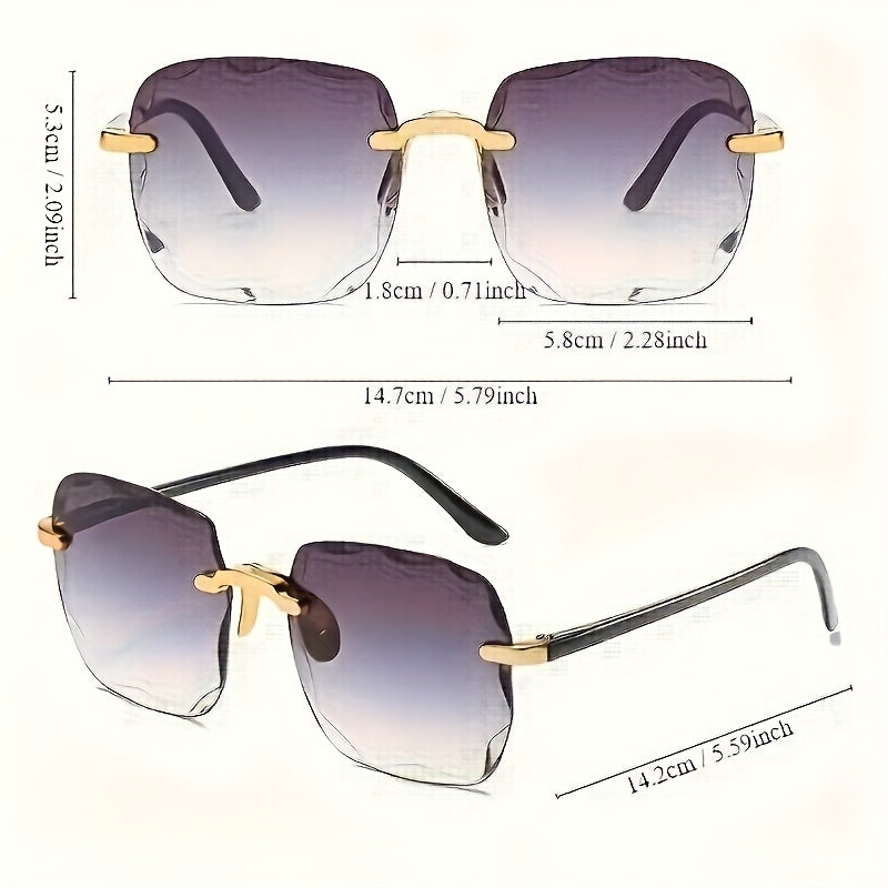 Women's Frameless Square Polycarbonate Sunglasses for Photography and Outdoor Activities