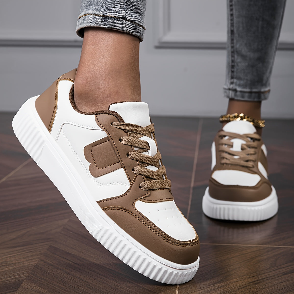 Women's Casual Sneakers White Light Pink Synthetic Low-Top Breathable Comfortable