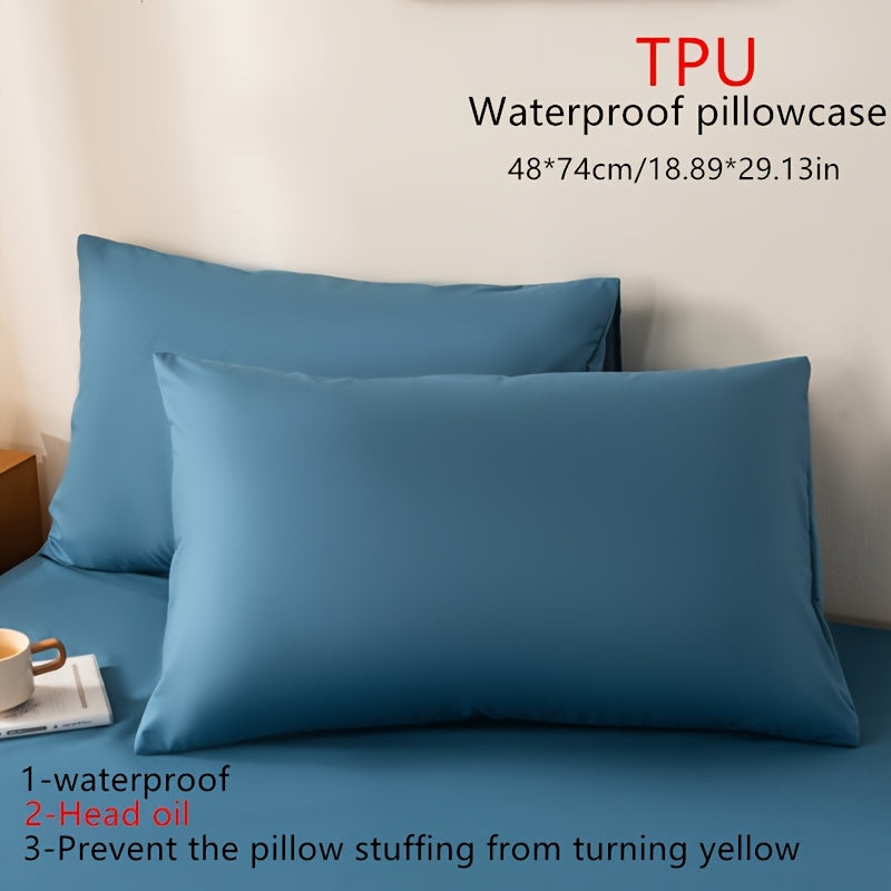 Waterproof Polyester Pillowcases Set, Oil-Resistant, Machine Washable