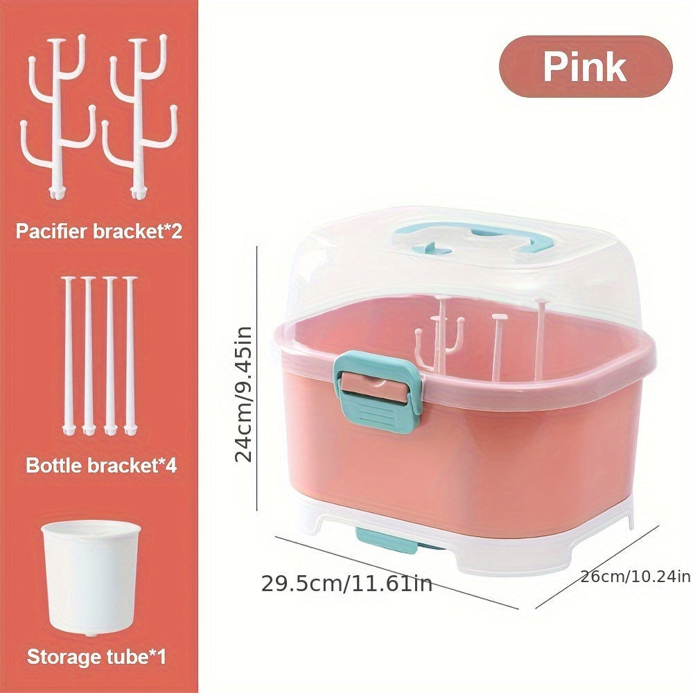 Baby Bottle Organizer with Drying Rack and Powder Container for Mess-Free Feeding