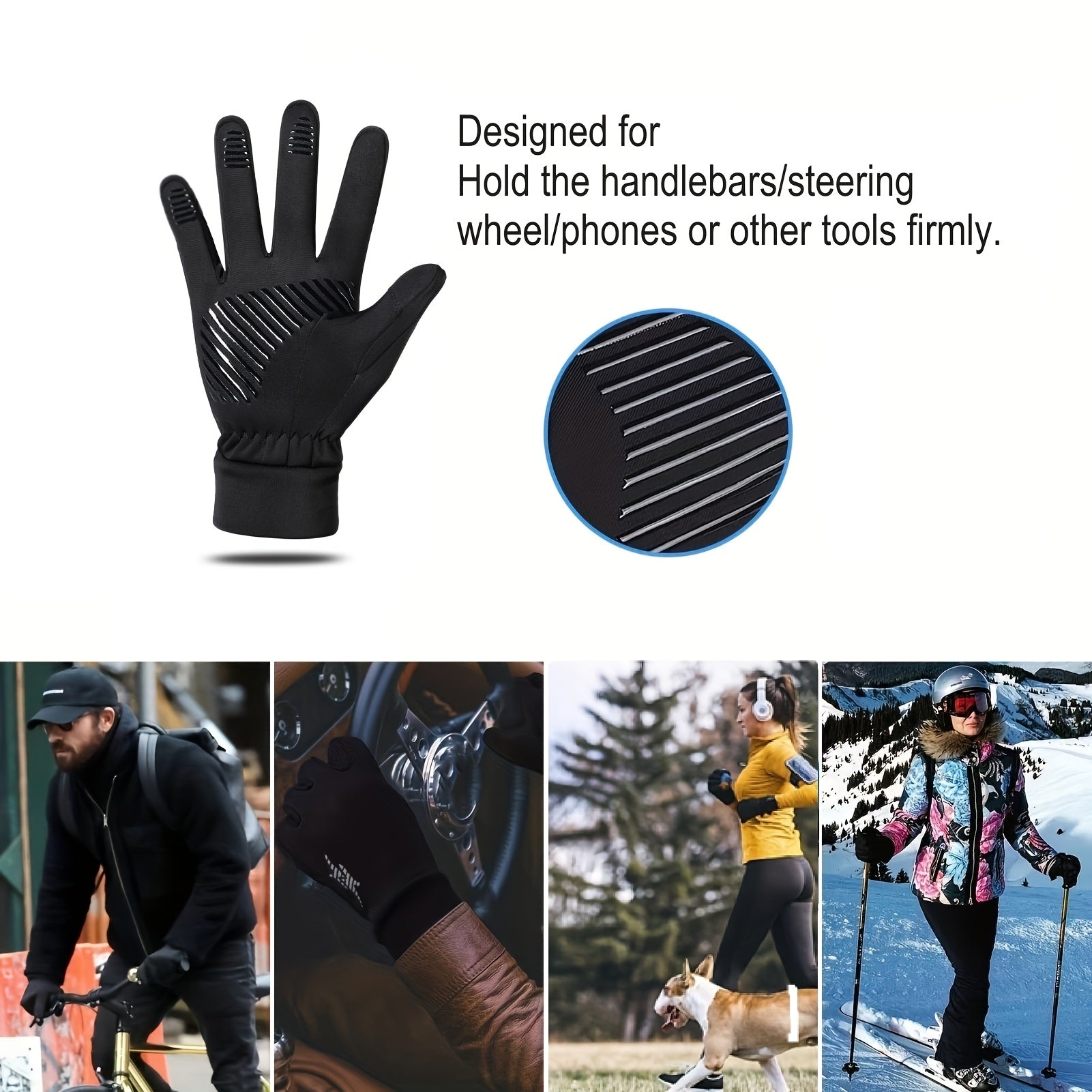 Unisex Winter Gloves Touch Screen Warm Gloves for Running Driving Cycling Hiking