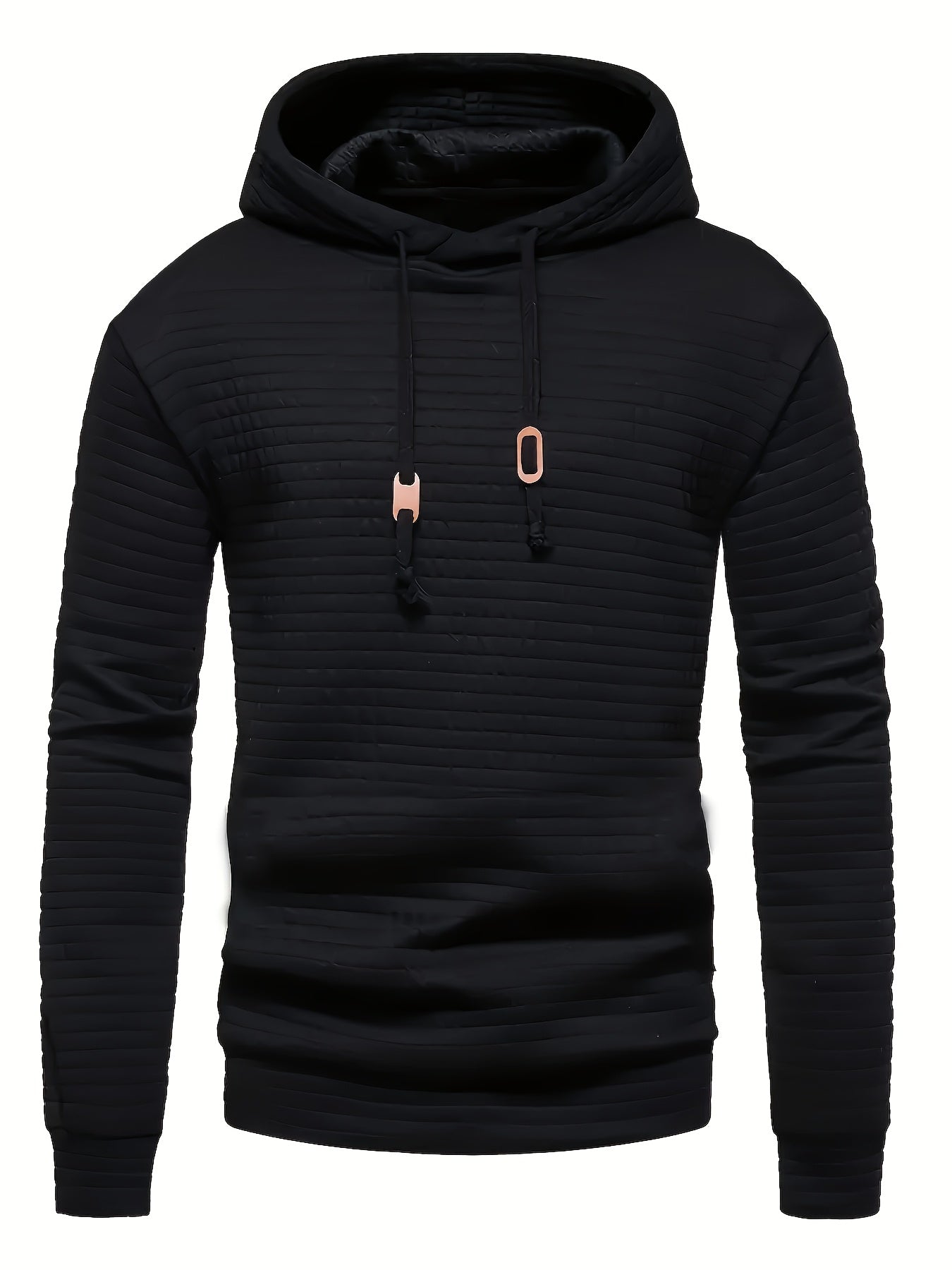 Big and Tall Men's Solid Textured Hoodie with Hood for Casual Wear