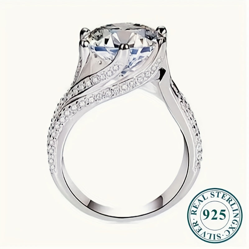 Silvery Ring with Mozambique Stone Engagement Wedding Jewelry