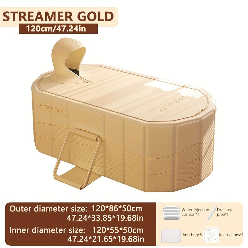 Portable Folding Bathtub with Lid for Home Balcony Patio Use