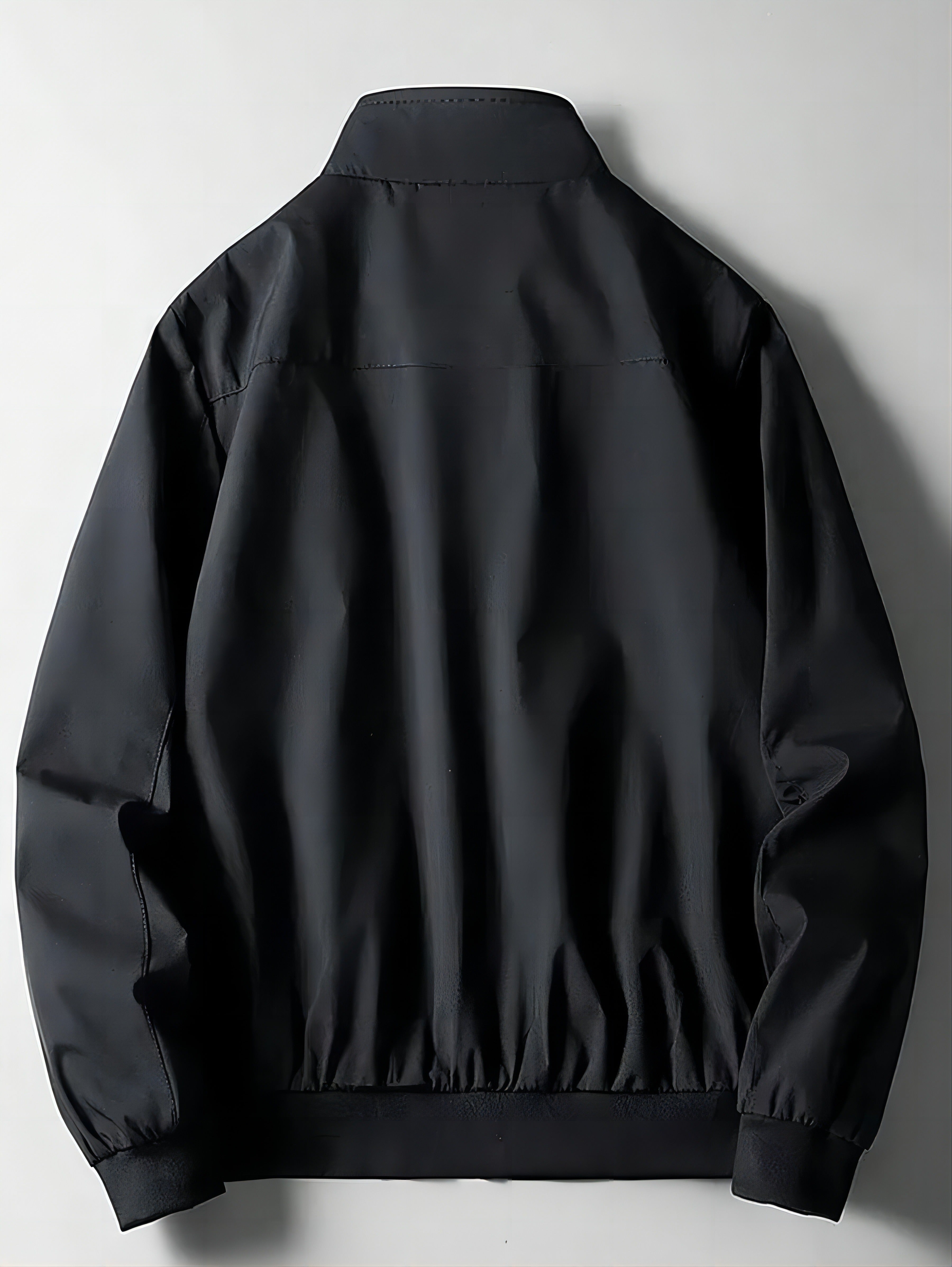 Men's Plus Size Casual Jacket Solid Color Stand Collar Zip Closure Pockets Spring Fall