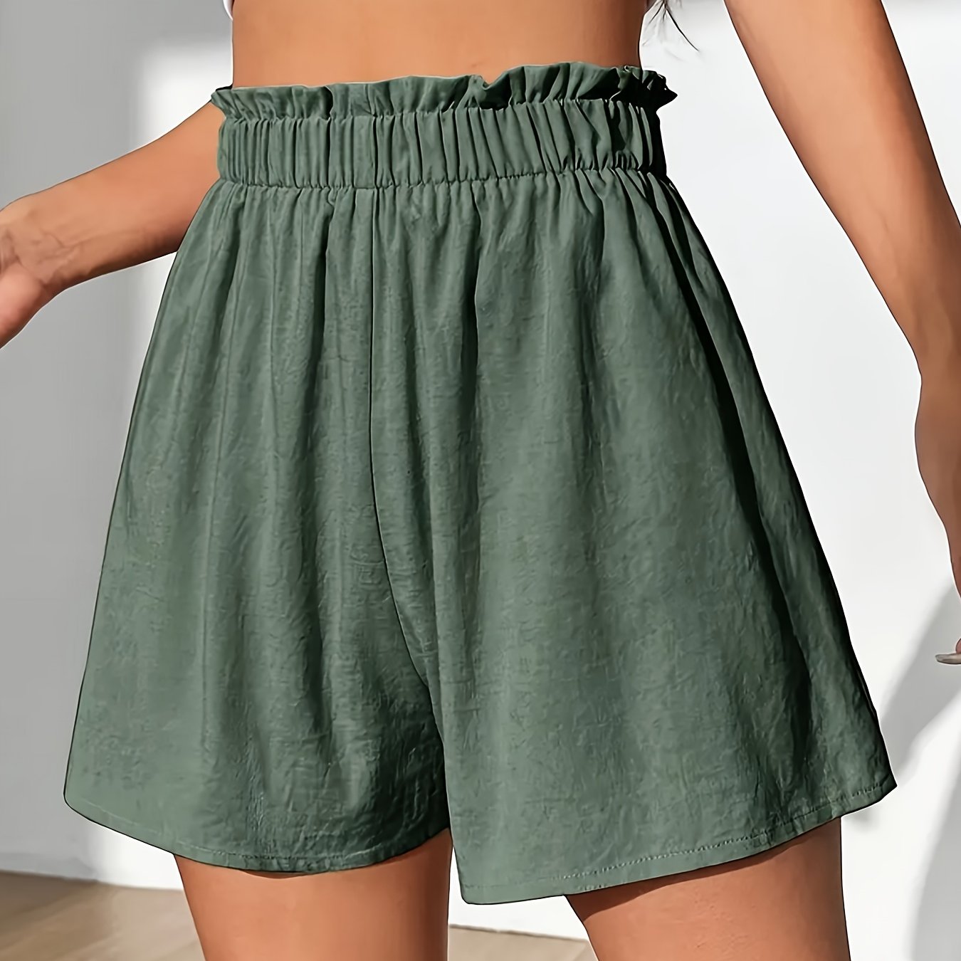 Women Cotton Casual Elastic Waist Shorts Slim Fit Summer