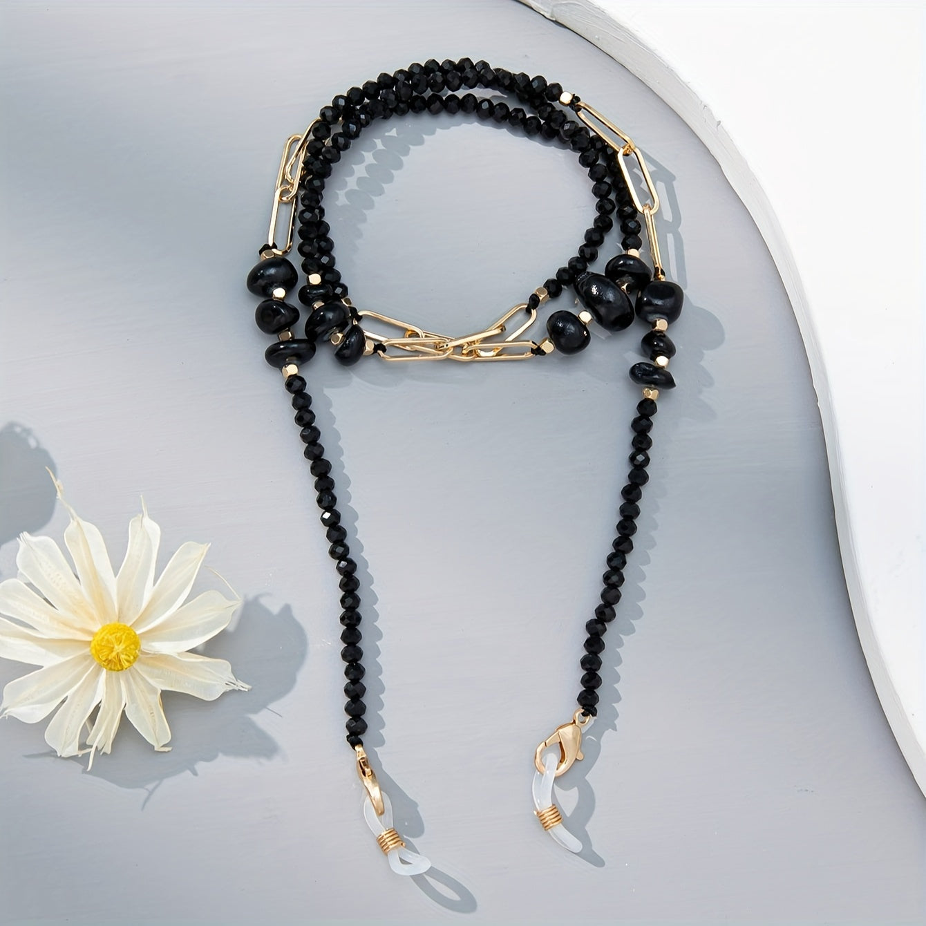 Стильная цепочка для очков из кристаллов и металла для женщин - модное ожерелье для очков с блестящими каменными украшениями