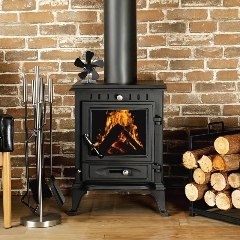 Aluminum Stove Fan 5 Blades Heat Powered Fireplace Blower for Wood Log Burner
