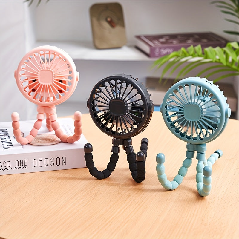 Mini Fan Portable Octopus USB Rechargeable Travel Cooler Adjustable Head Multi-Color