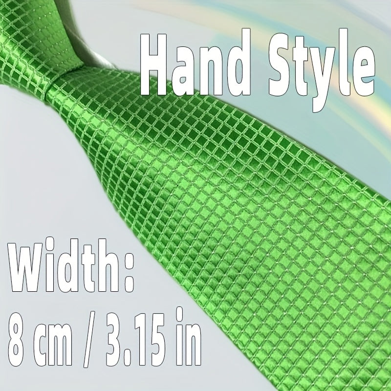 Men's Green Red Black Plaid Tie Formal Business 8cm Wide