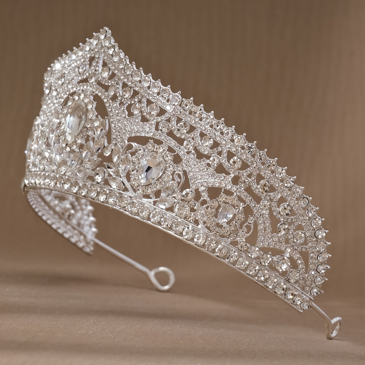 Bridal Water Drop Crown Hair Accessory with Diamonds and Gold Embellishments